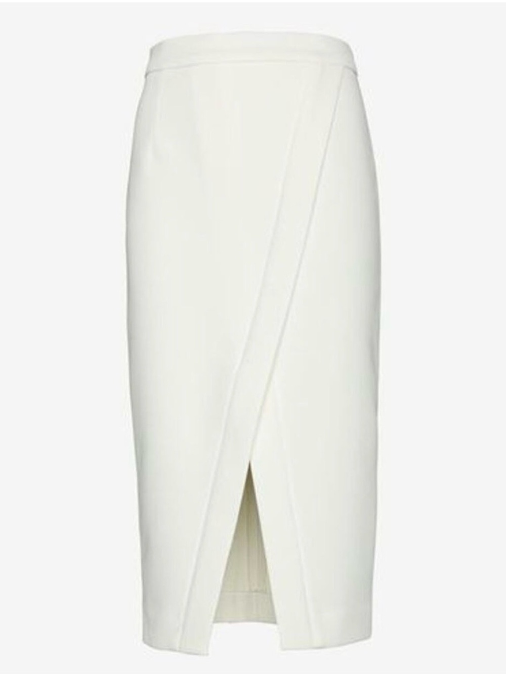 Nicholas Crossover Hem Skirt Bonded Crepe Front Slit Midi Pencil White NWT 4